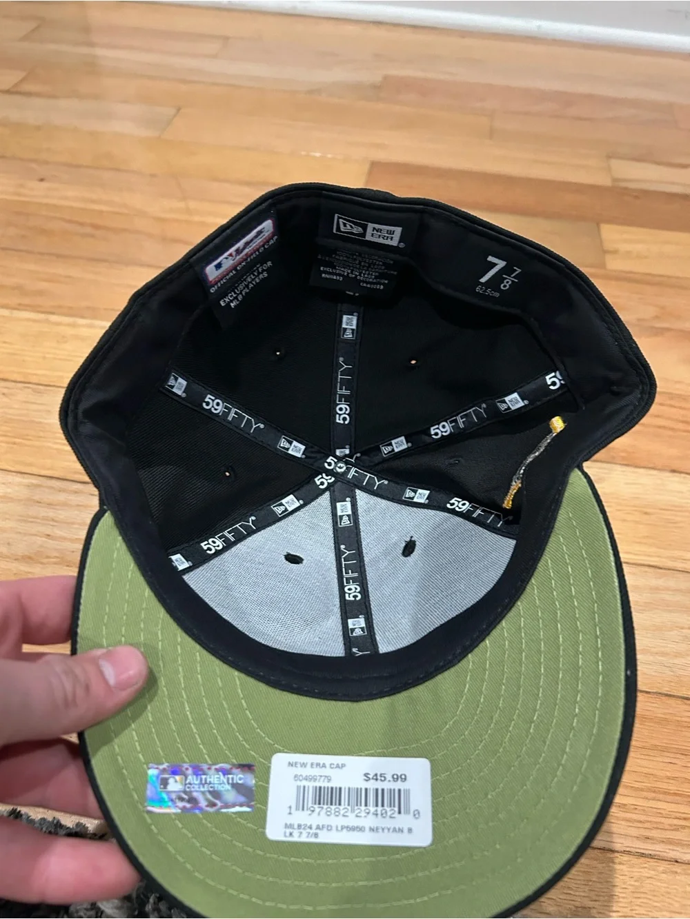 New Era Black Fitted Cap with Gold Embroidered NY Logo Military